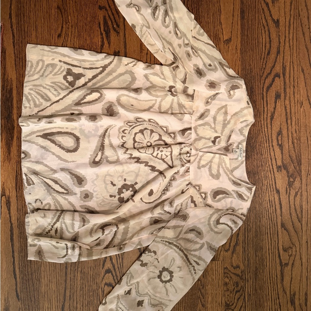 Lucky Brand Floral Blouse in Cream and Brown